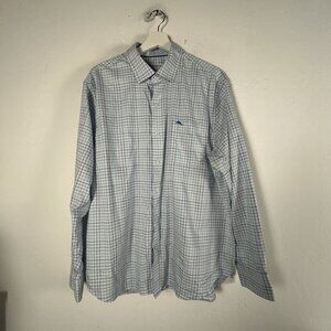 Tommy Bahama Mens Sarasota Stretch Long Sleeve Check Button Up Shirt Large Blue